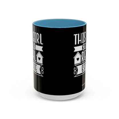 This Girl Sells Real Estate Realtor Accent Coffee Mug (11, 15oz)