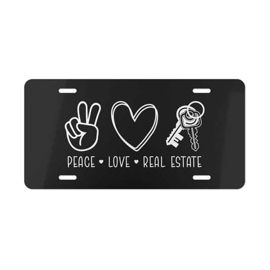 Peace Love Real Estate License Plate – Groovy Vibes for Boss Babes Who Close