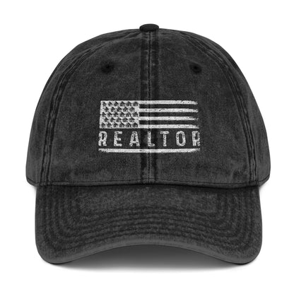 American Flag Realtor Hat – Vintage Distressed Cap for Real Estate Agents