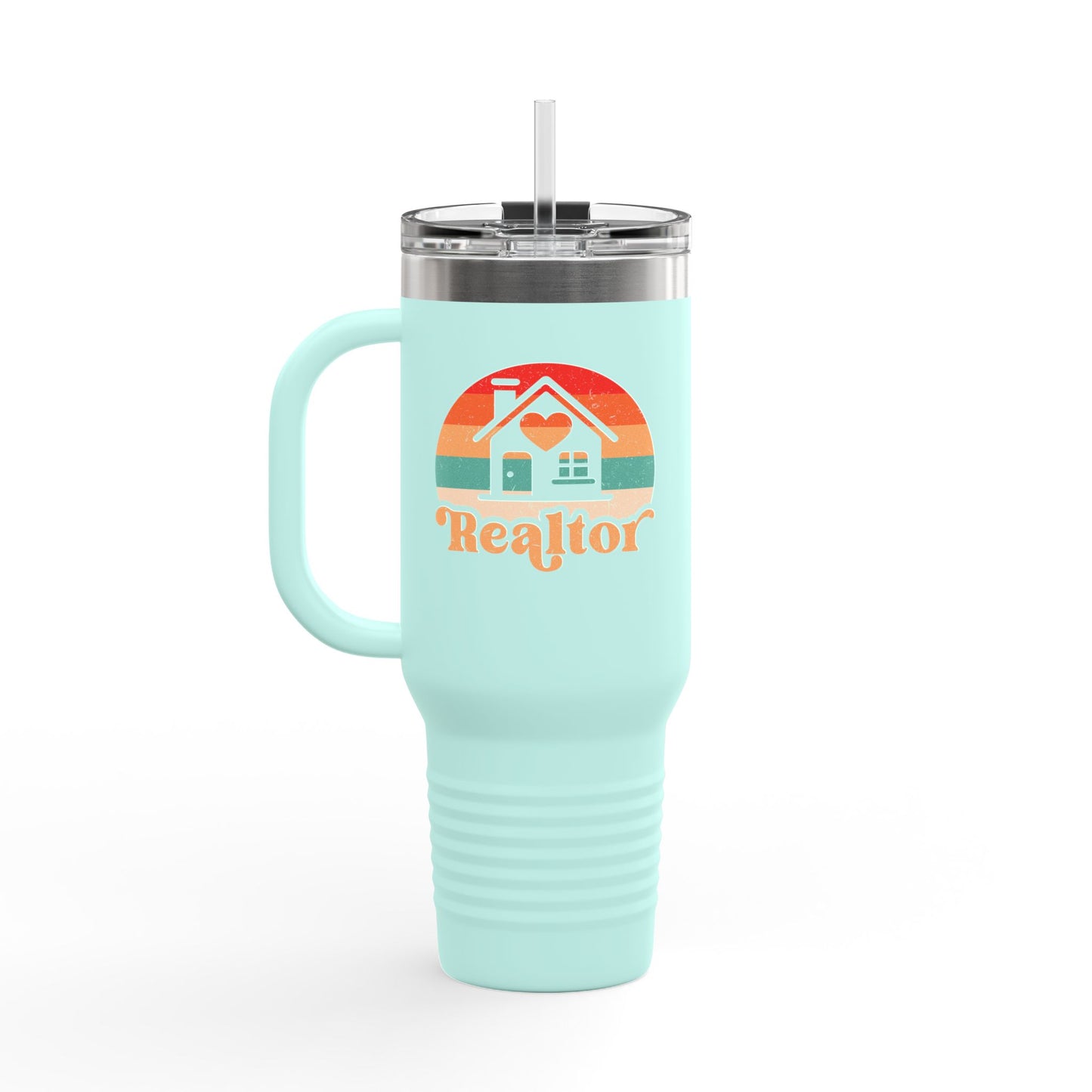 Realtor Retro Heart & Home Tumbler – 40 oz Stainless Steel Mug