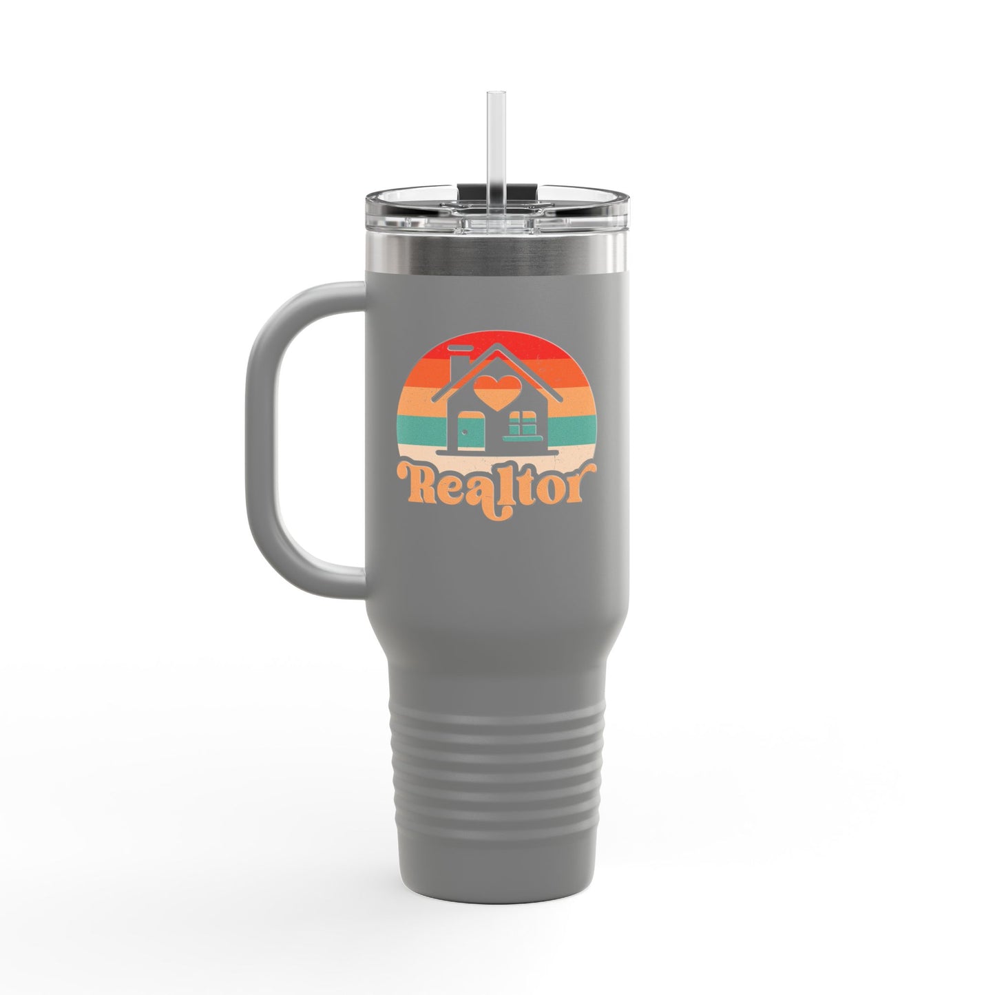 Realtor Retro Heart & Home Tumbler – 40 oz Stainless Steel Mug