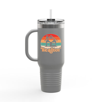 Realtor Retro Heart & Home Tumbler – 40 oz Stainless Steel Mug