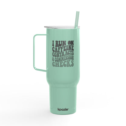 Caffeine, Contracts & Commission Checks Tumbler – 40 oz Stainless Steel Mug for Realtors