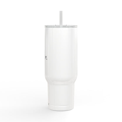 Wife. Mom. Realtor. Tumbler – 40 oz White Stainless Steel Mug with Straw (Lifestyle Image)