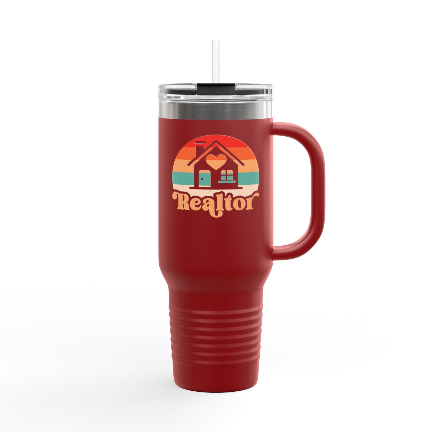 Realtor Retro Heart & Home Tumbler – 40 oz Stainless Steel Mug