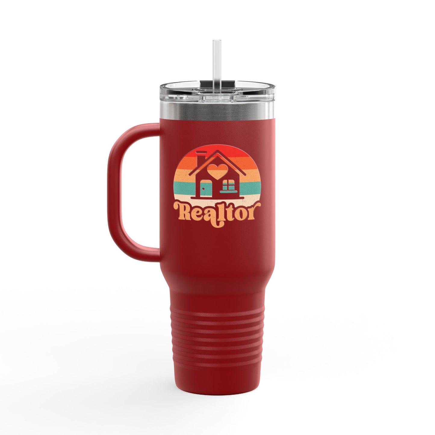 Realtor Retro Heart & Home Tumbler – 40 oz Stainless Steel Mug
