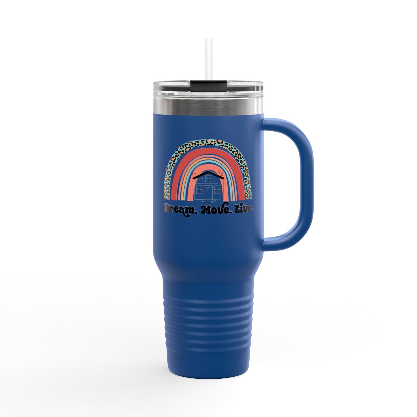 Dream. Move. Live. Tumbler – 40 oz Stainless Steel Mug with Rainbow Realtor Design