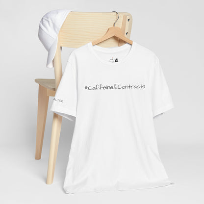 ☕ #CaffeineAndContracts – Jersey Tee - Perfect Gift for Real Estate Agents