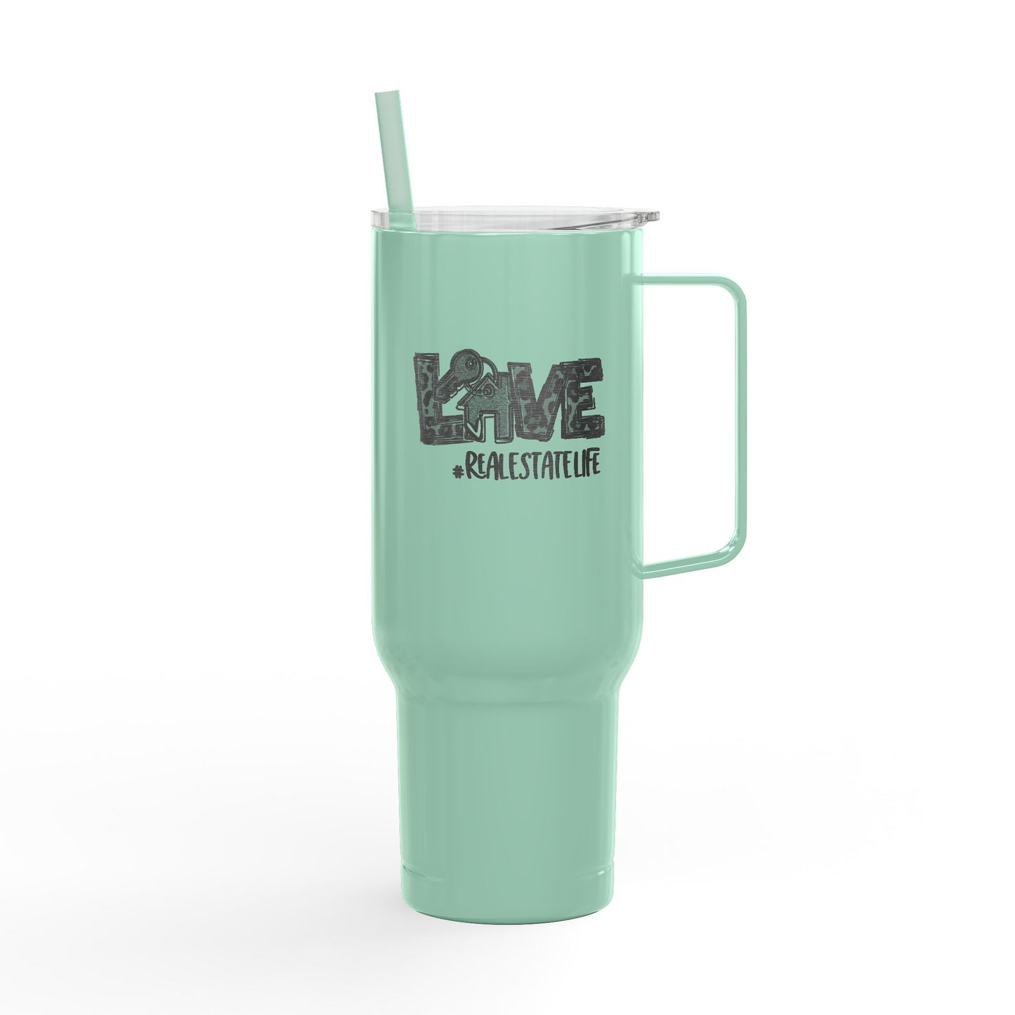LOVE #RealEstateLife Tumbler – 40 oz White Stainless Steel Mug for Real Estate Agents