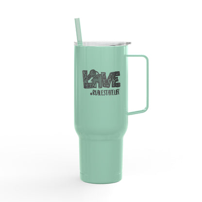 LOVE #RealEstateLife Tumbler – 40 oz White Stainless Steel Mug for Real Estate Agents