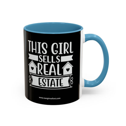 This Girl Sells Real Estate Realtor Accent Coffee Mug (11, 15oz)