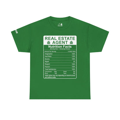 Realtor Funny Nutrition Facts - Heavy Cotton T-Shirt Perfect for Everyday Wear