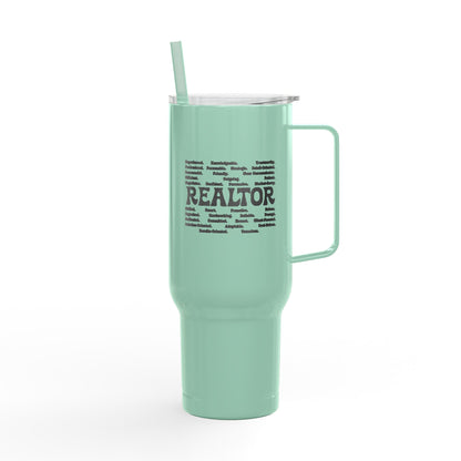 REALTOR Word Cloud Tumbler – 40 oz Stainless Steel Mug for Real Estate Agents