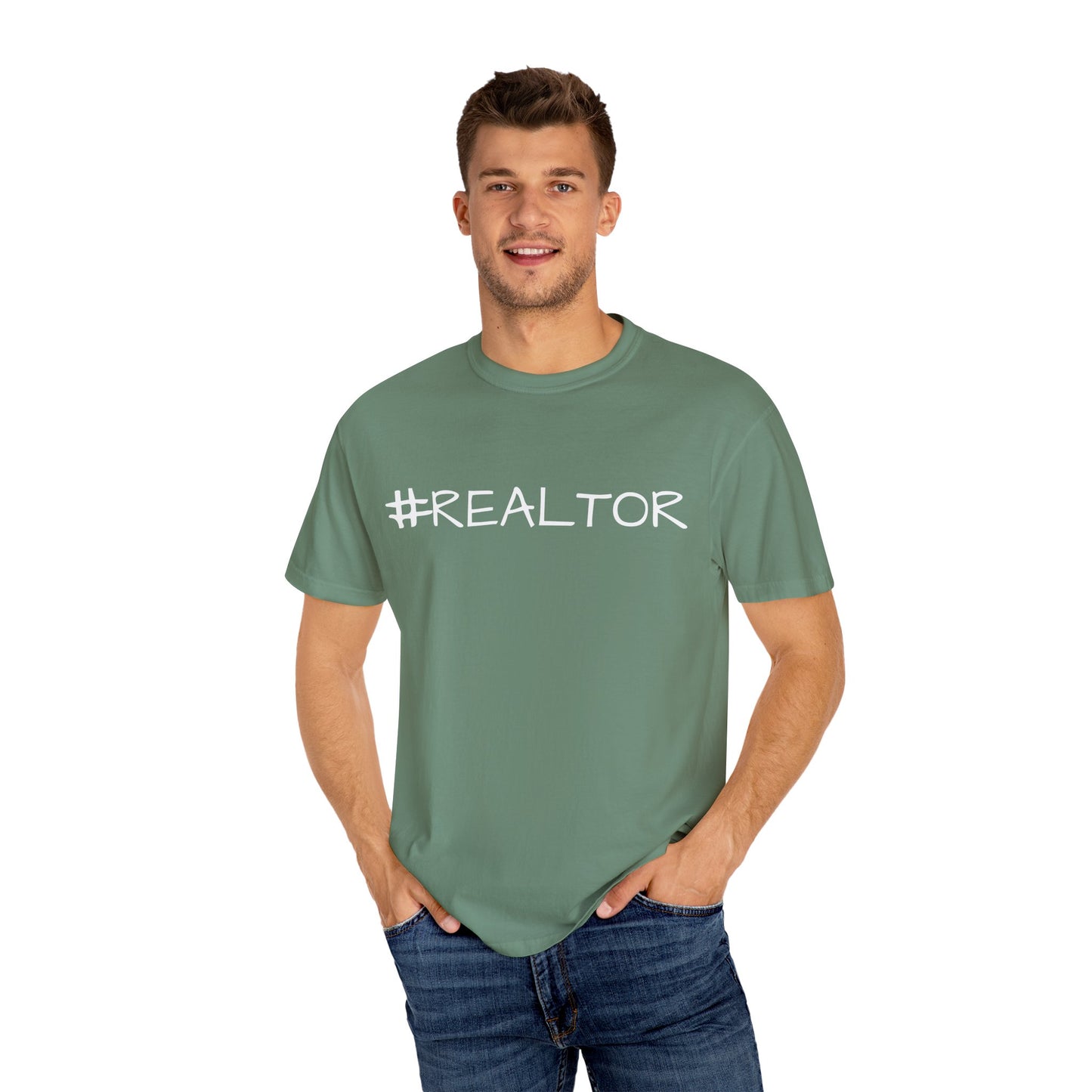 #REALTOR-Unisex Garment-Dyed T-shirt - Soft, Funny Realtor T-Shirt