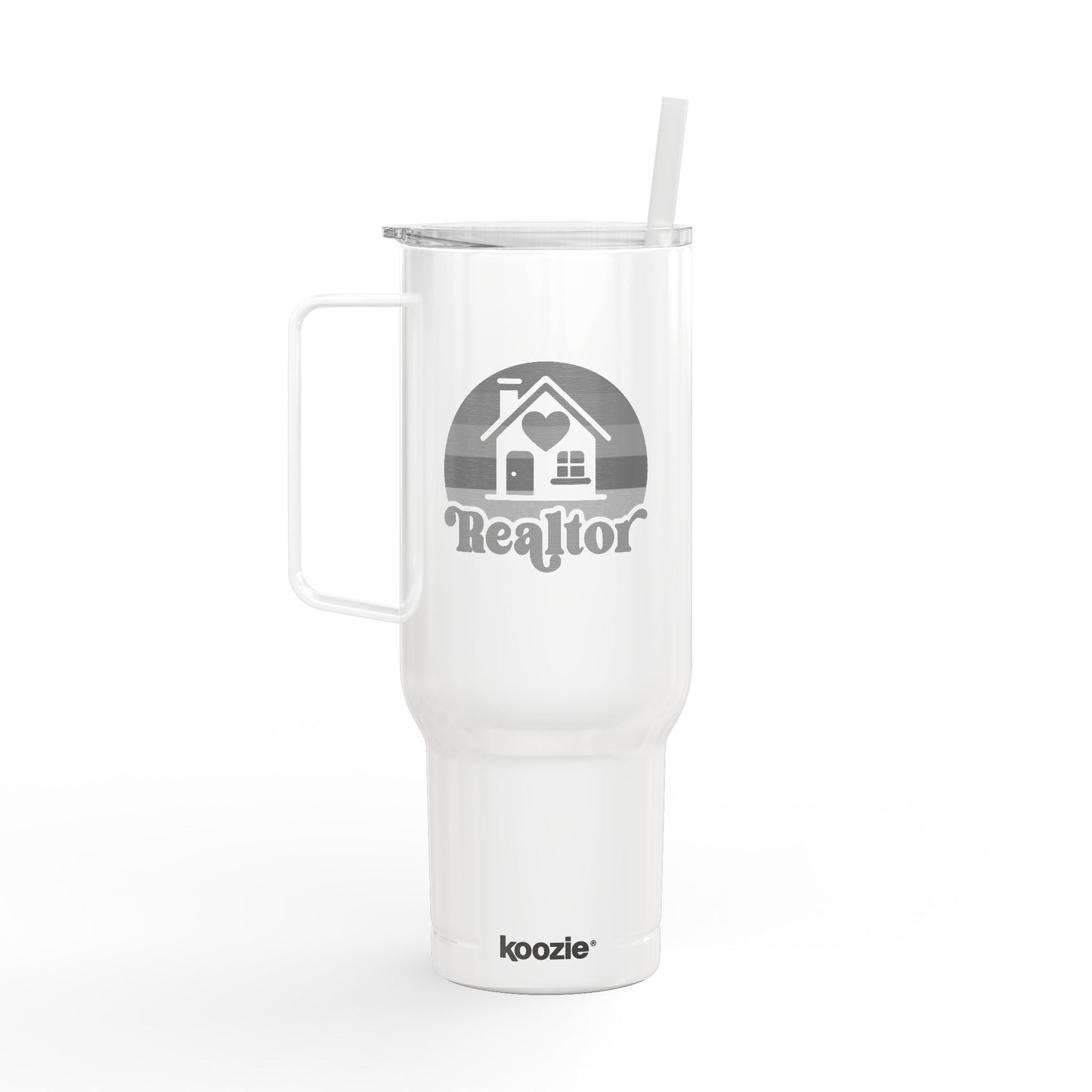 Heart & Home Realtor Tumbler – 40 oz White Stainless Steel Mug for Real Estate Agents