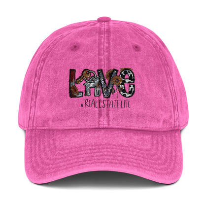 Love Realtor Hat – #RealEstateLife Embroidered Distressed Cap