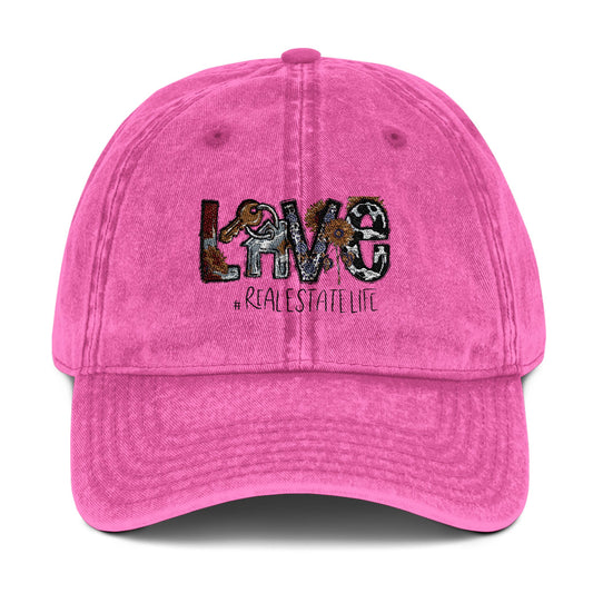 Love Realtor Hat – #RealEstateLife Embroidered Distressed Cap