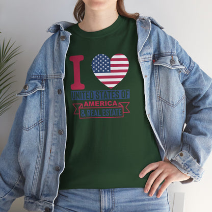 I ❤️ America & Real Estate Tee – Where Freedom Meets the Front Door 🏠