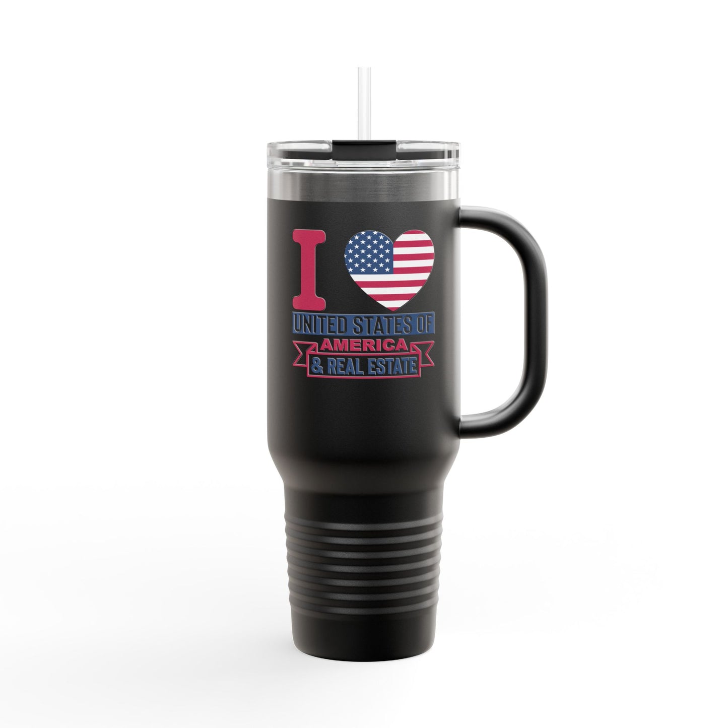 I Love USA & Real Estate Tumbler – 40 oz Stainless Steel Mug with Patriotic Design