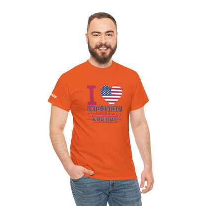 I ❤️ United States of America & Real Estate Tee – Freedom, Fireworks, and For Sale Signs 💥🏡
