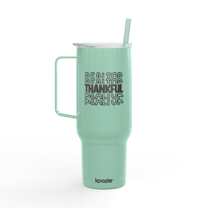 Thankful Realtor Tumbler – 40 oz White Stainless Steel Mug with Stacked Text Design