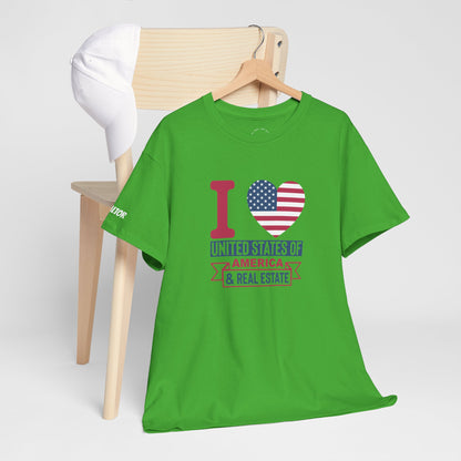 I ❤️ United States of America & Real Estate Tee – Freedom, Fireworks, and For Sale Signs 💥🏡