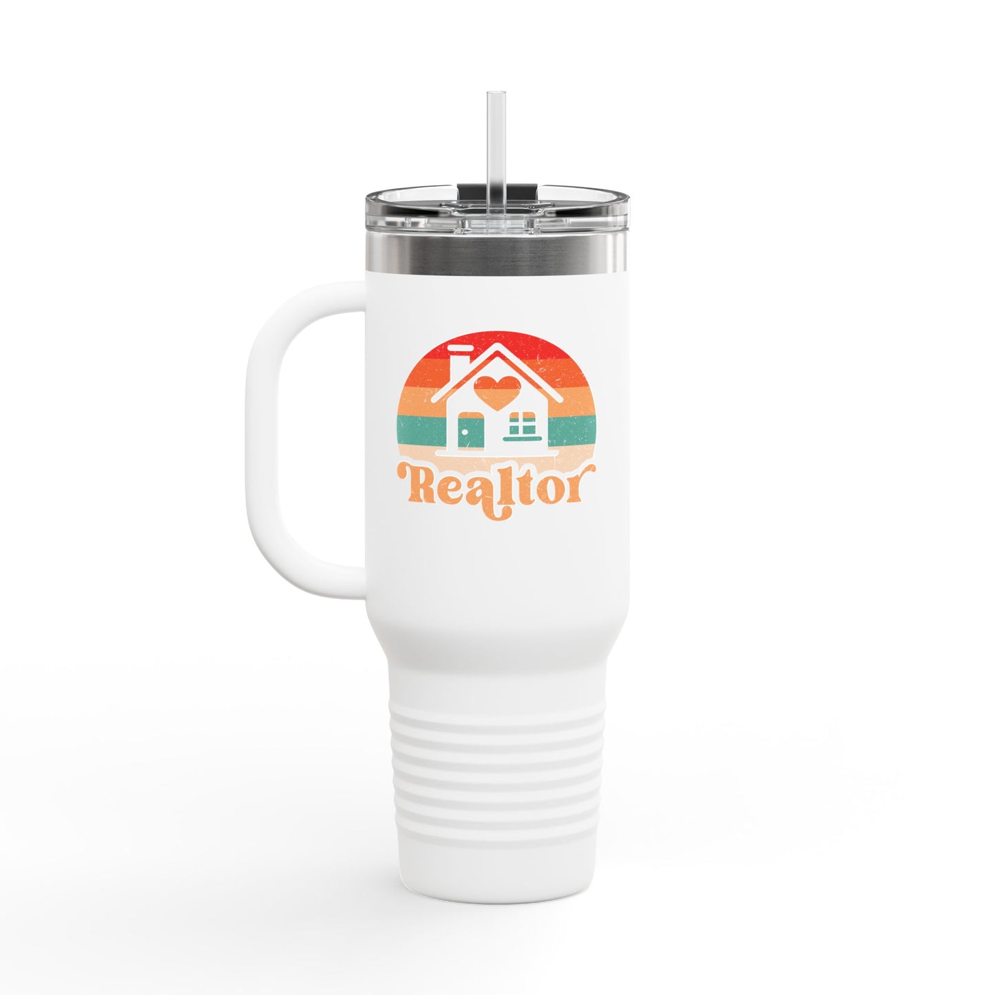 Realtor Retro Heart & Home Tumbler – 40 oz Stainless Steel Mug