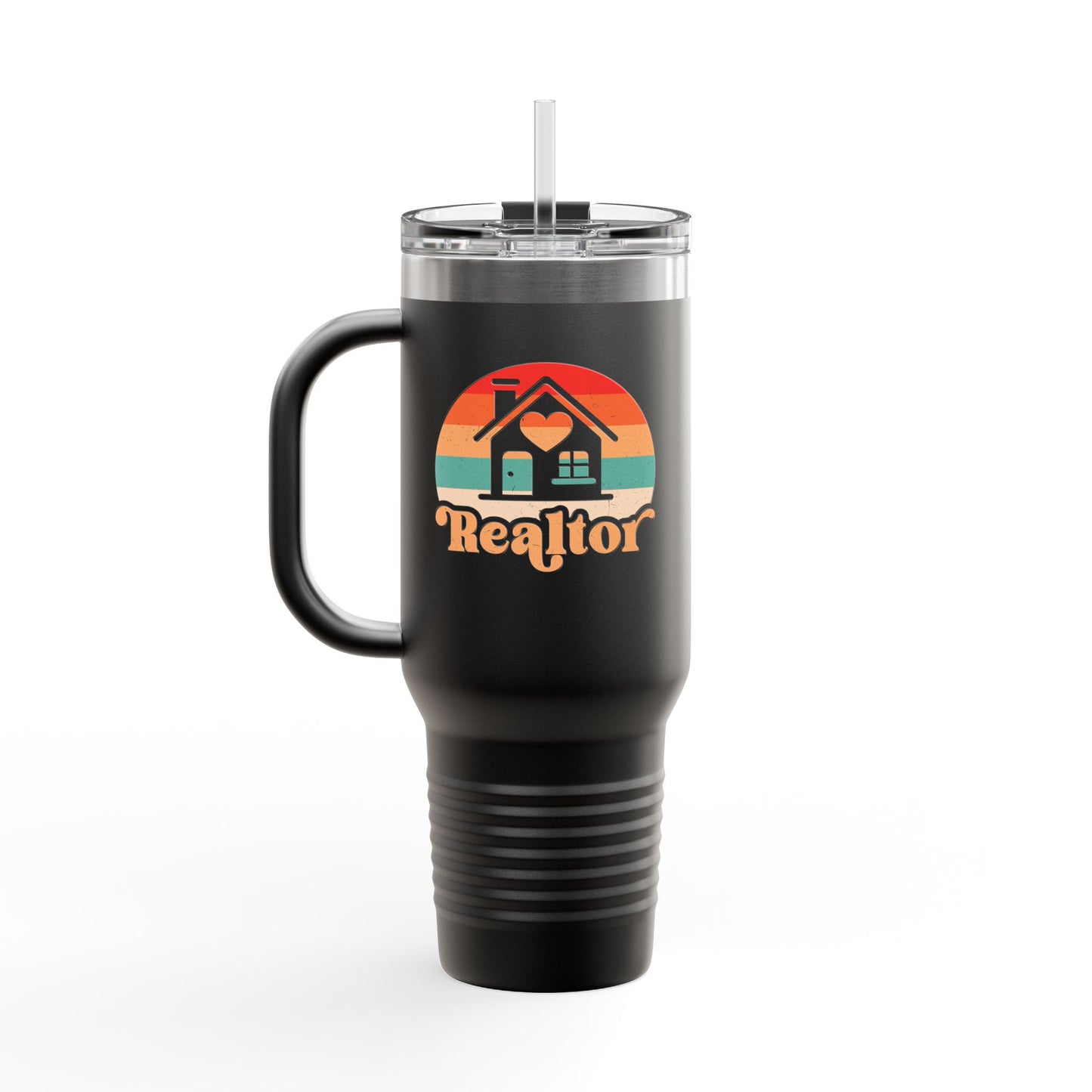 Realtor Retro Heart & Home Tumbler – 40 oz Stainless Steel Mug