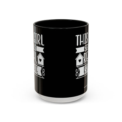 This Girl Sells Real Estate Realtor Accent Coffee Mug (11, 15oz)