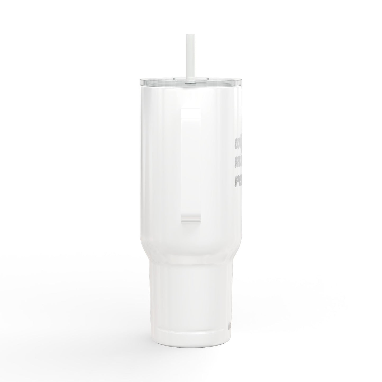 Wife. Mom. Realtor. Tumbler – 40 oz White Stainless Steel Mug with Straw (Lifestyle Image)