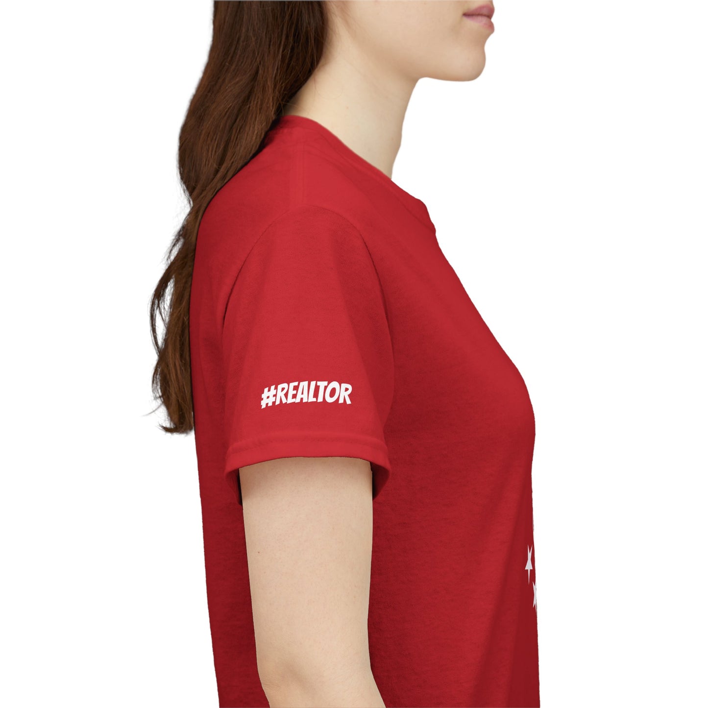 Proud American Realtor Tee – Stars, Stripes & Sold Signs