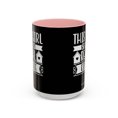 This Girl Sells Real Estate Realtor Accent Coffee Mug (11, 15oz)