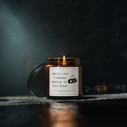 Smells Like a Badass Realtor in This B** | Funny Realtor Black Candle**
