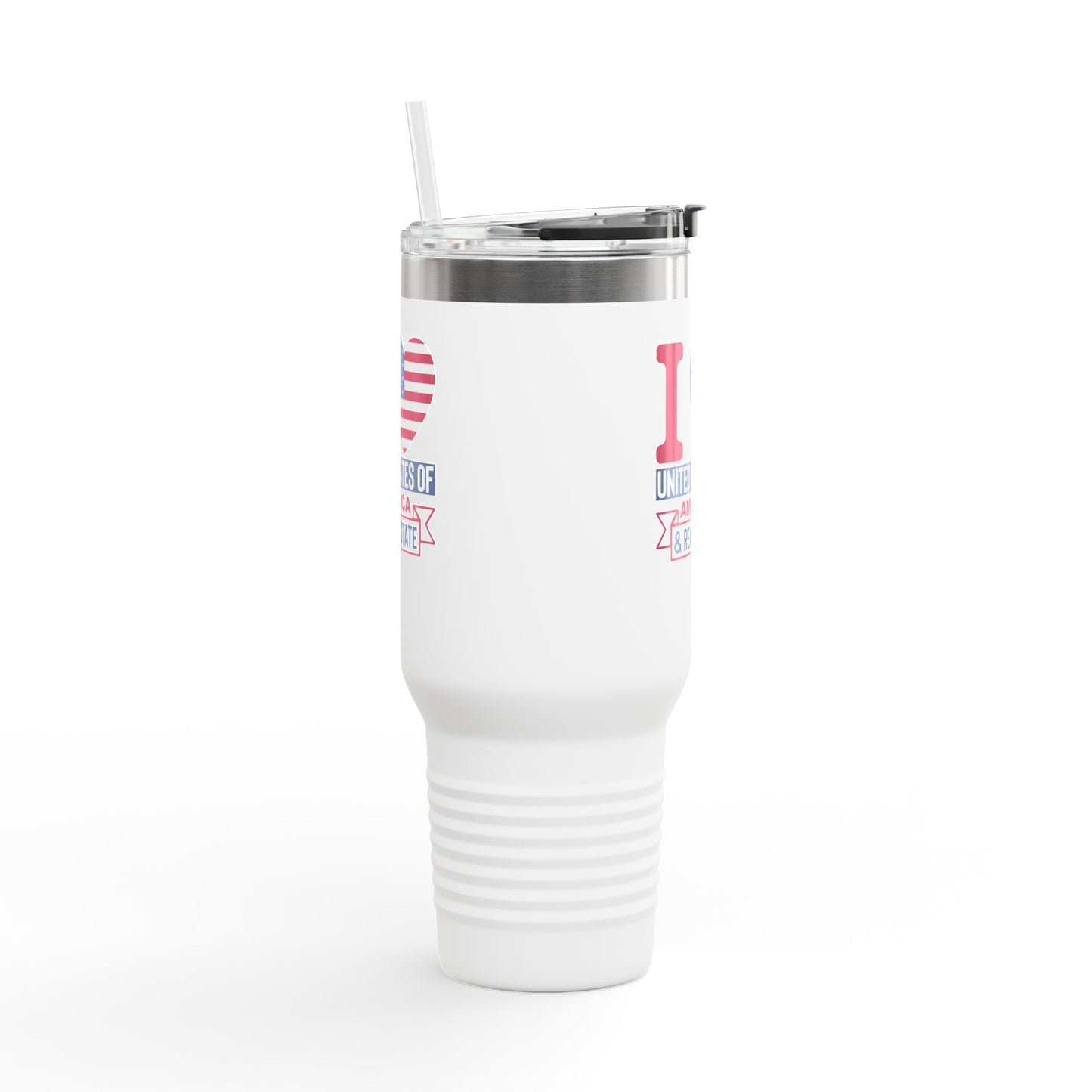 I Love USA & Real Estate Tumbler – 40 oz Stainless Steel Mug with Patriotic Design