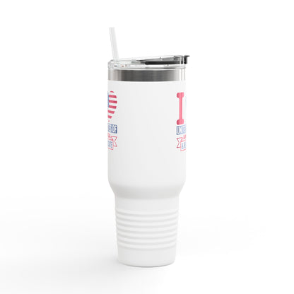 I Love USA & Real Estate Tumbler – 40 oz Stainless Steel Mug with Patriotic Design