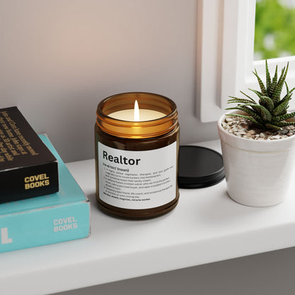Realtor Definition Candle – Funny Real Estate Gift for Agents & Brokers | Amber Jar Soy Candle