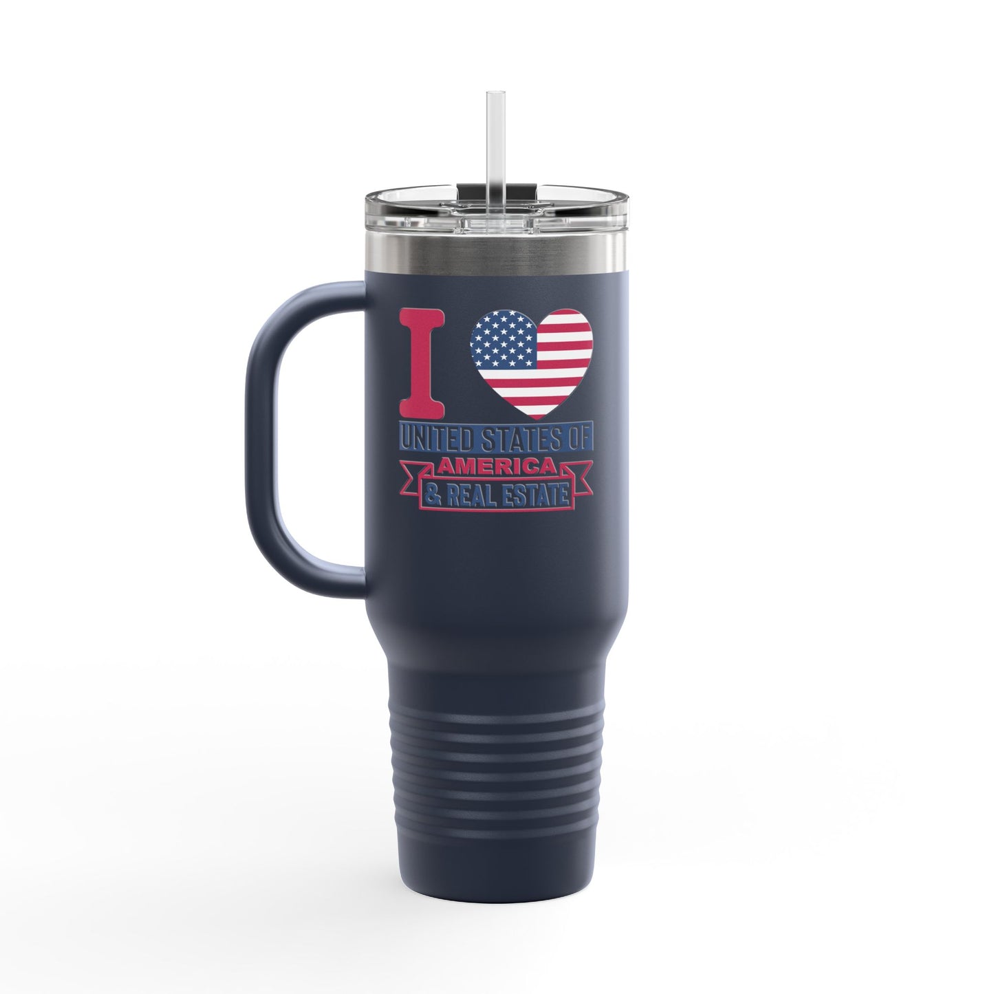 I Love USA & Real Estate Tumbler – 40 oz Stainless Steel Mug with Patriotic Design