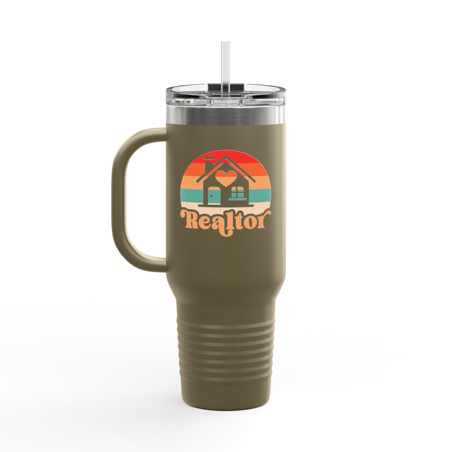 Realtor Retro Heart & Home Tumbler – 40 oz Stainless Steel Mug