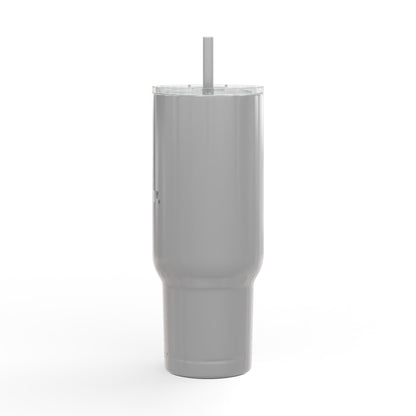 Wife. Mom. Realtor. Tumbler – 40 oz White Stainless Steel Mug with Straw (Lifestyle Image)