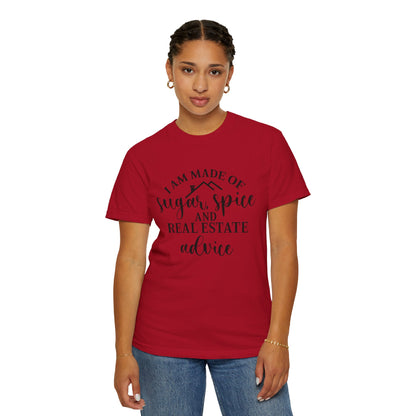 Made of Sugar, Spice, and Real Estate Advice Funny Real Estate T-Shirt