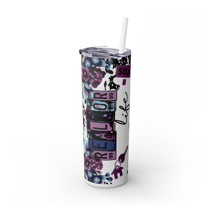 Realtor Life Collage Tumbler – 20 oz Stainless Steel Mug with SOLD Quote & Floral Graphics