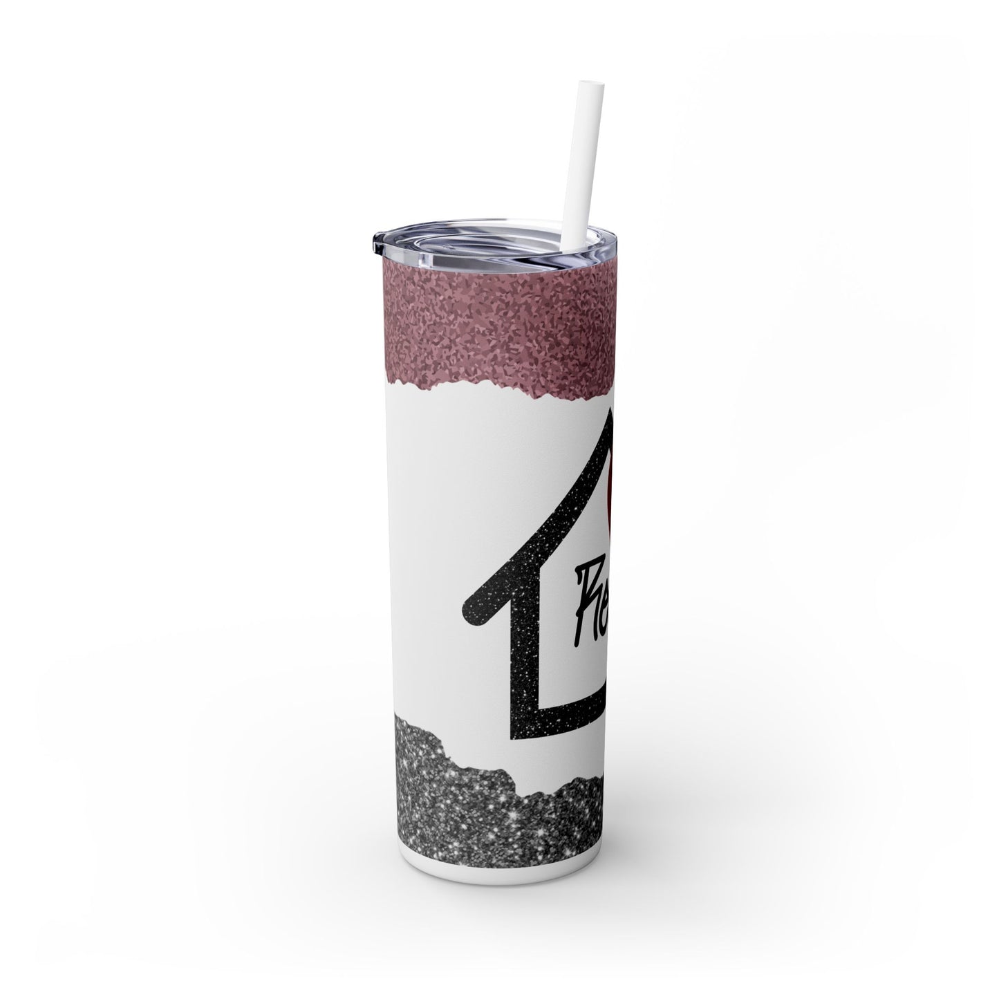 Realtor Life Heart House Tumbler – 20 oz Stainless Steel Mug with Glitter Look