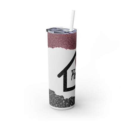 Realtor Life Heart House Tumbler – 20 oz Stainless Steel Mug with Glitter Look