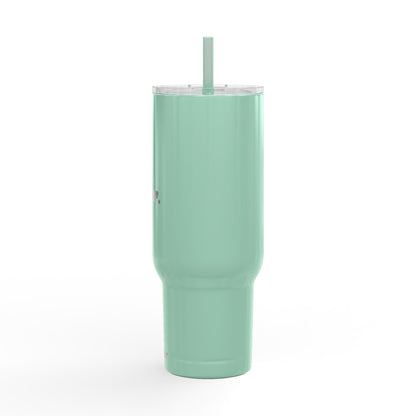 Wife. Mom. Realtor. Tumbler – 40 oz White Stainless Steel Mug with Straw (Lifestyle Image)