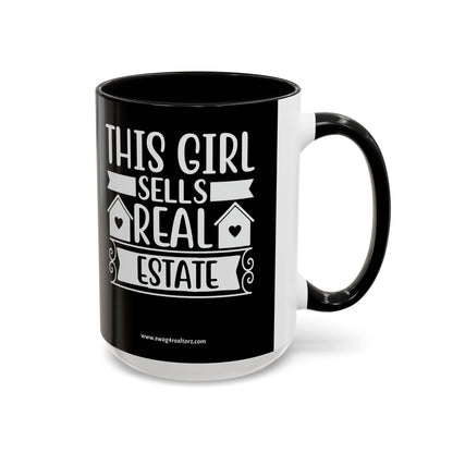 This Girl Sells Real Estate Realtor Accent Coffee Mug (11, 15oz)