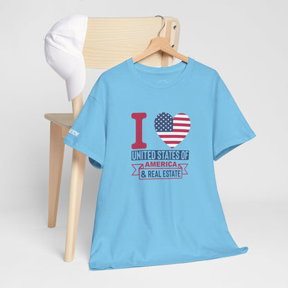 I ❤️ United States of America & Real Estate Tee – Freedom, Fireworks, and For Sale Signs 💥🏡