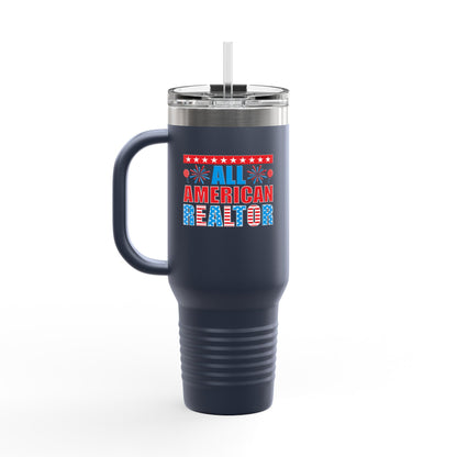 All American Realtor Tumbler – 40 oz Stainless Steel Mug with Patriotic Fireworks Design