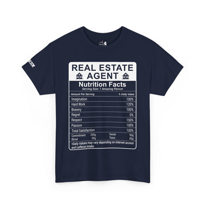 Realtor Funny Nutrition Facts - Heavy Cotton T-Shirt Perfect for Everyday Wear