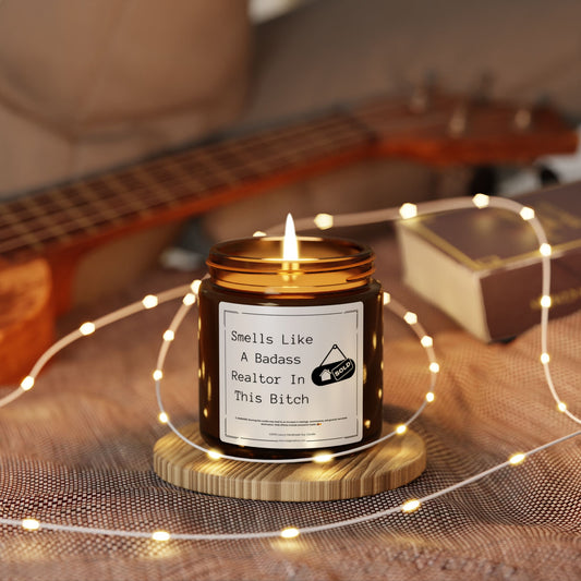 Smells Like a Badass Realtor in This B** | Funny Realtor Black Candle**