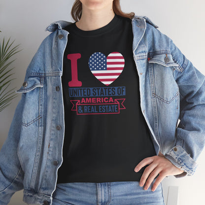 I ❤️ America & Real Estate Tee – Where Freedom Meets the Front Door 🏠